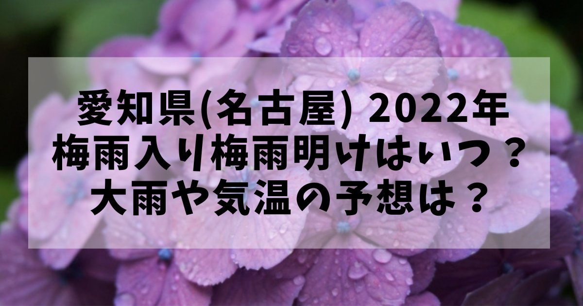 愛知県 名古屋 の22年の梅雨入り梅雨明けはいつ 大雨や気温の予想は アニカル
